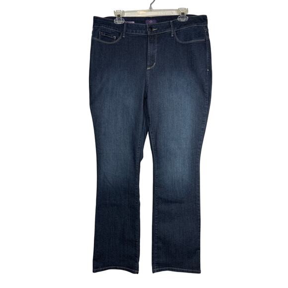 NYDJ Barbara Bootcut Denim Jeans Size 16 Embellished Pockets Dark Wash - Picture 1 of 11